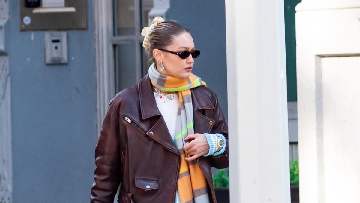 Gigi Hadid Gives a Lesson in Layering in a Colorful Sweater and Maxi Skirt