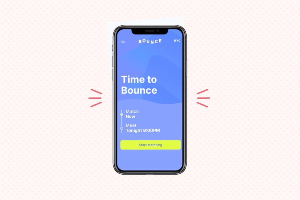 <p>While not strictly a lesbian dating app, Bounce's unique structure is worth a look. Users "check in" when they feel like going on a date, and get matched with other local singles in real time. You have one minute to decide whether you're up for it, and then the app chooses a spot for you to meet up. If you're up for a little adventure, roll the dice with this one.</p><p><a class="link " href="https://trybounce.com/" rel="nofollow noopener" target="_blank" data-ylk="slk:Try Bounce;elm:context_link;itc:0;sec:content-canvas">Try Bounce</a></p>