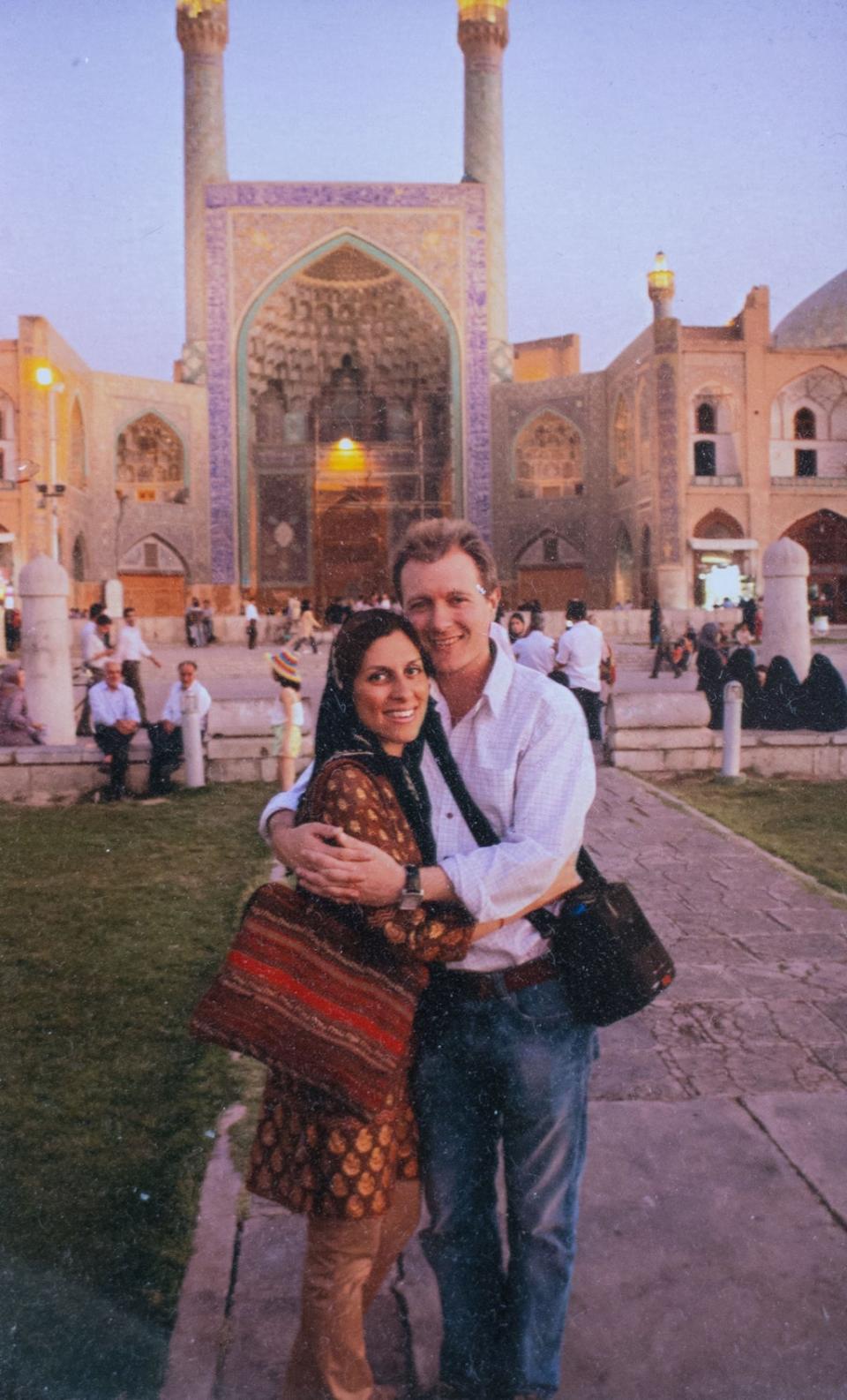 Richard Ratcliffe and his wife Nazanin Zaghari-Ratcliffe on holiday in Isfahan, Iran (PA)