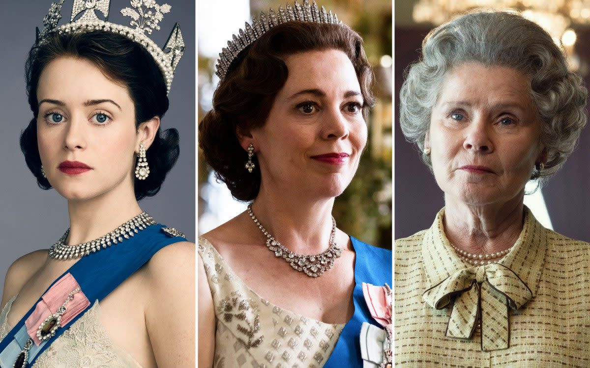 The three Queens: Claire Foy, Olivia Colman and Imelda Staunton