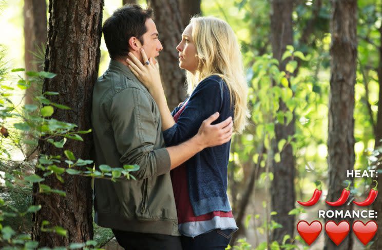 Michael Trevino and Candice King (Credit: The CW)