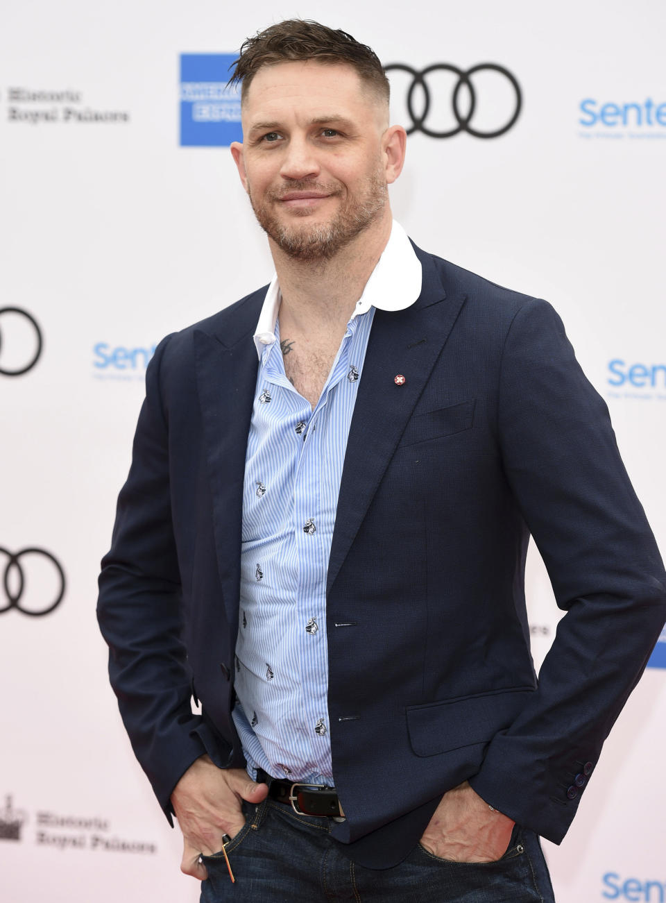 Photo by: zz/KGC-03/STAR MAX/IPx 2019 6/11/19 Tom Hardy at the Sentebale Audi Concert held at Hampton Court Palace in Richmond upon Thames on June 11, 2019. The concert will raise funds and awareness for Sentebale - the charity founded by Prince Harry of Great Britain and Prince Seeiso of Lesotho in 2006 - to support children and young people affected by HIV and AIDS in Lesotho, Botswana and Malawi. (London, England, UK)