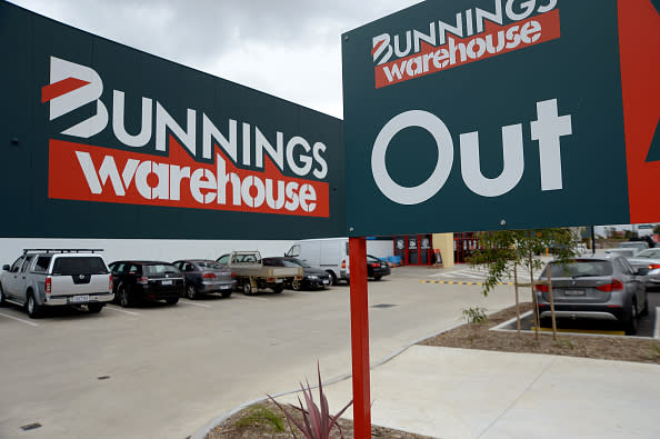Bunnings Warehouse signage is displayed outside a Melbourne store.