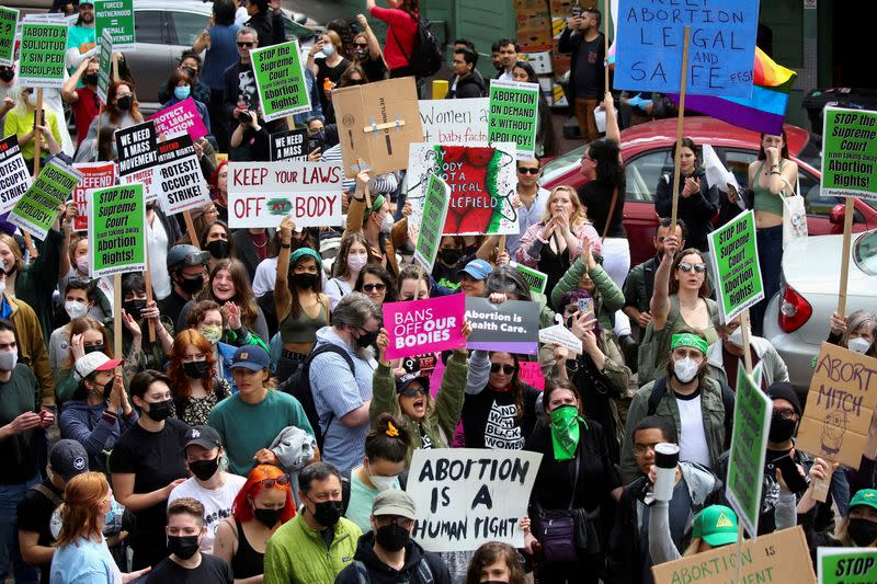 FILE PHOTO: Abortion rights protesters participate in nationwide demonstrations, in Seattle