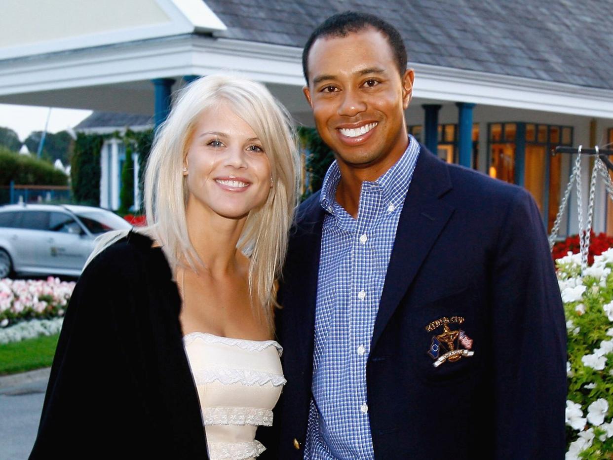 Tiger Woods of USA poses with his wife Elin Nordegren at The Welcome Dinner after the first official practice day of the 2006 Ryder Cup at The K Club on September 19, 2006 in Straffan, Co. Kildare, Ireland