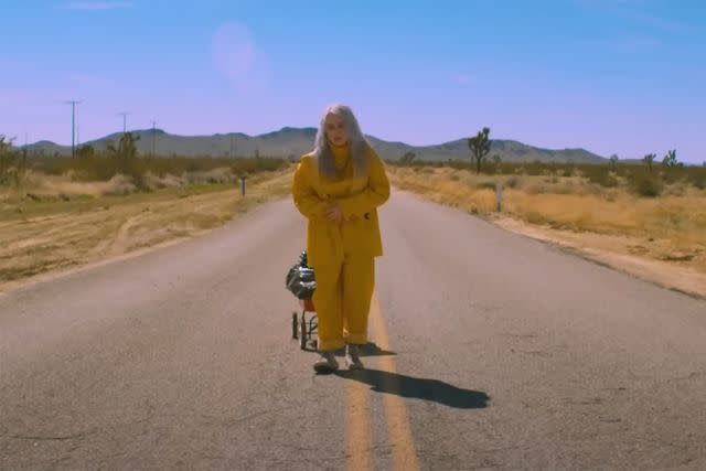 <p>Billie Eilish/YouTube</p> Billie Eilish - 'Bellyache'.