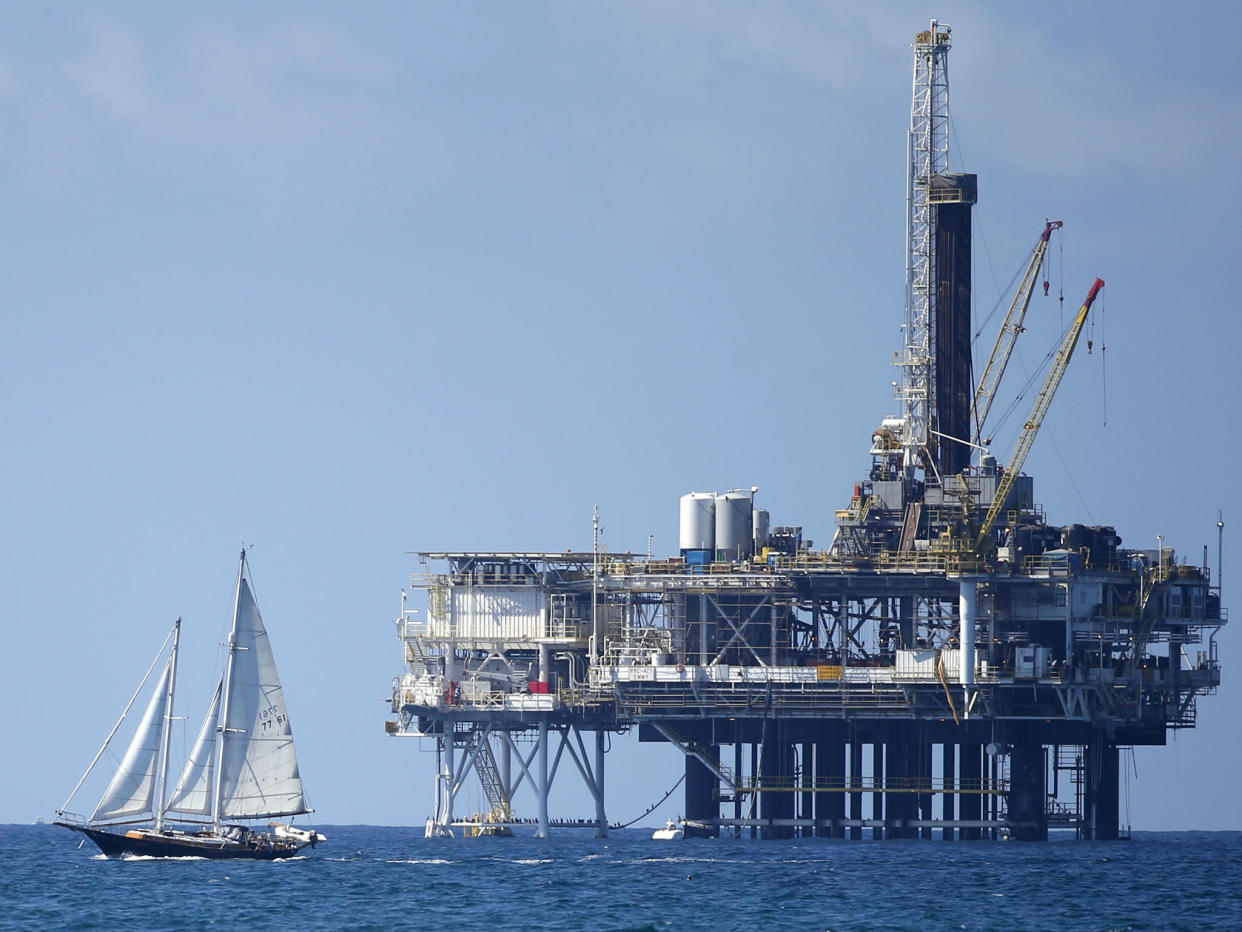 An offshore oil platform is seen in Huntington Beach, California: REUTERS/Lucy Nicholson