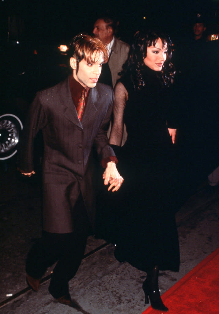 Prince and his wife Mayte attend the premiere of the film “Girl 6” at the Ziegfeld Theatre March 18, 1996 in New York City. 