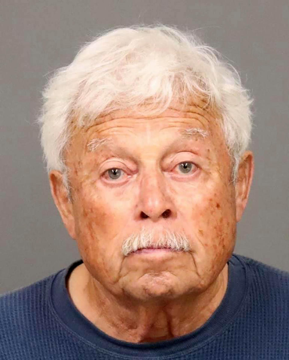 This photo provided by the San Luis Obispo County Sheriff's Office shows Ruben Flores, 80, who was arrested in connection to the murder of college student Kristin Smart at his Arroyo Grande home on Tuesday, April 12, 2021. San Luis Obispo County Sheriff Ian Parkinson said the arrest warrants for Ruben Flores and his son Paul Flores were issued after a search of the elder Flores' home last month using ground-penetrating radar and cadaver dogs. He said evidence was found linked to the killing of Smart but they had not yet located her body. (San Luis Obispo County Sheriff's Office via AP)