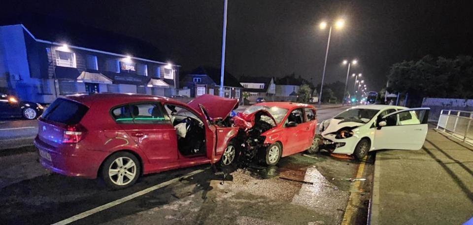 Echo: Smash - three cars were involved in a crash on the A13 in Hadleigh