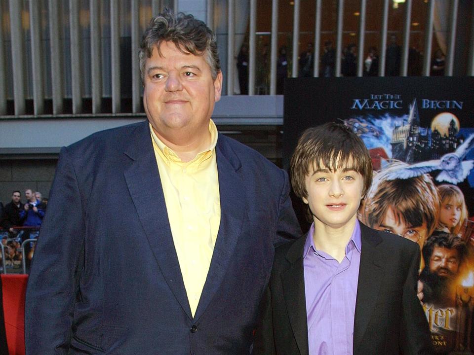 Robbie Coltrane and Daniel Radcliffe at the premiere of ‘Harry Potter and the Sorcerer’s Stone’ in 2001 (George De Sota/Getty Images)