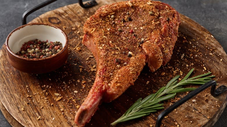 Tomahawk steak with marinade