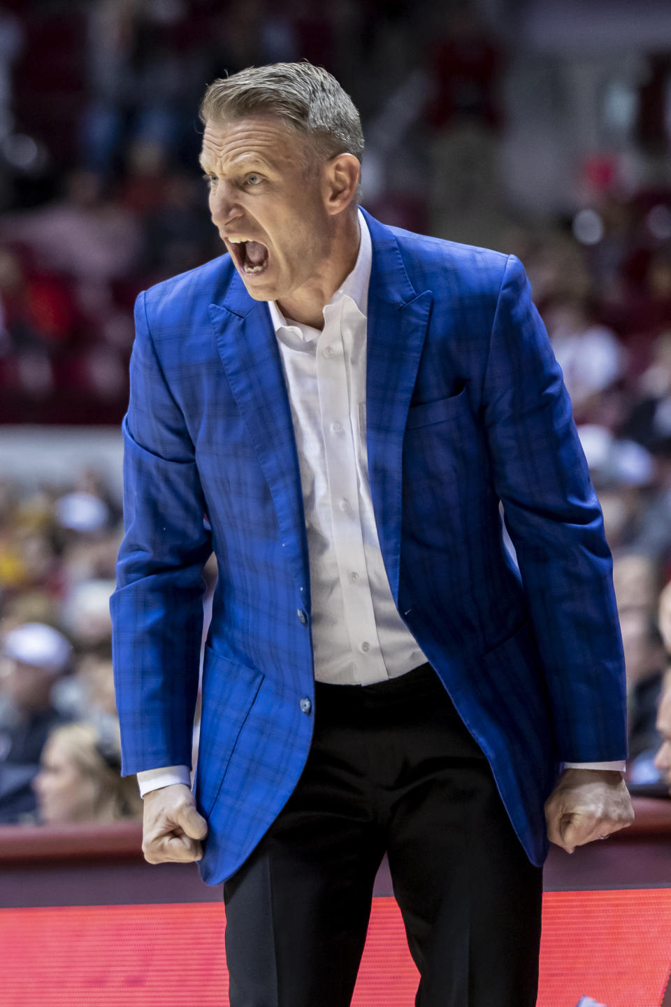 Alabama head coach Nate Oats reacts on the sideline during the first half of an NCAA college basketball game against Jacksonville State, Friday, Nov. 18, 2022, in Tuscaloosa, Ala. (AP Photo/Vasha Hunt)