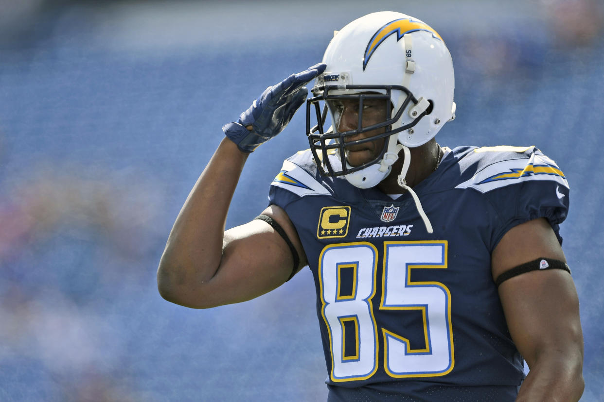 Tight end Antonio Gates announced his retirement on Tuesday. (AP/Adrian Kraus)