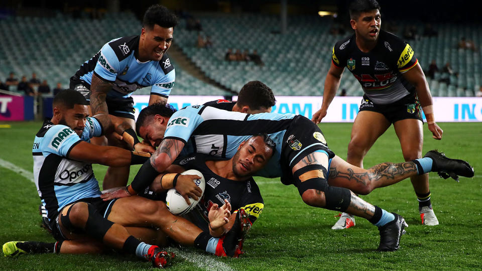 Less than 20,000 fans watched the Sharks v Panthers semi-final at Allianz Stadium. Pic: Getty