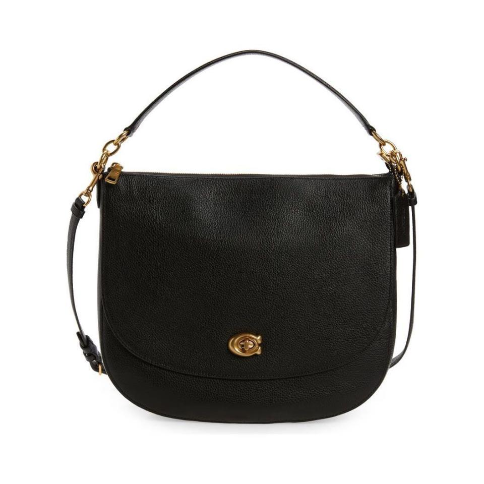 Polished Pebble Leather Shoulder Bag