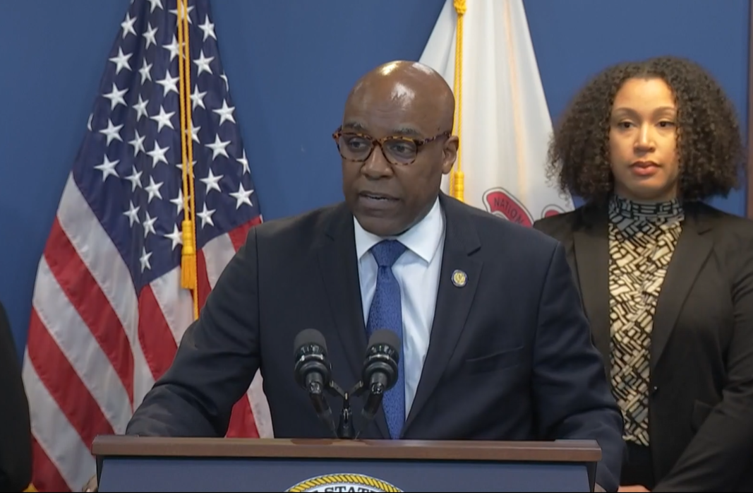 Illinois Attorney General Kwame Raoul provides details of sex abuse in the Illinois Catholic clergy during a news conference Tuesday, May 23, 2023, in Chicago.