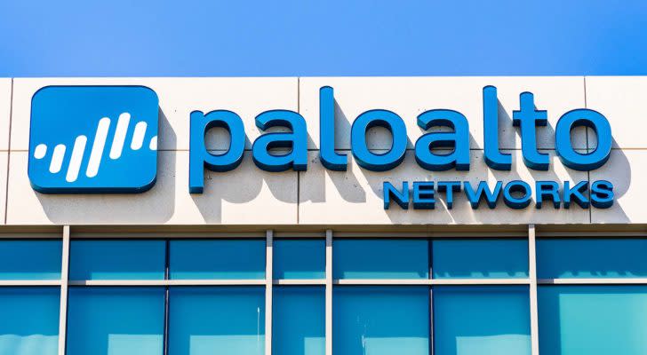 Palo Alto Networks (PANW) logo on corporate building