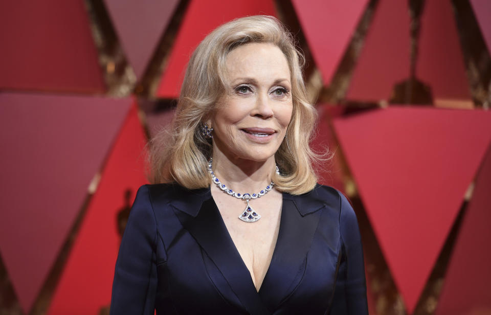 FILE - Faye Dunaway arrives at the Oscars on Feb. 26, 2017 in Los Angeles. Dunaway turns 80 on Jan. 14. (Photo by Richard Shotwell/Invision/AP, File)