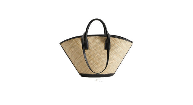 Cornwall Short Leather Handle Woven Basket Bag