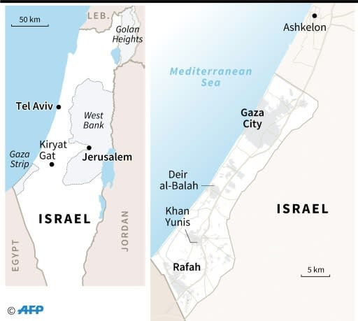 Map showing Israel and Gaza Strip