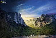 <p>Photographer Stephen Wilkes stitched together more than 1,000 pictures to create this image of Yosemite National Park, with the sky morphing from day to night. (Stephen Wilkes/National Geographic) </p>