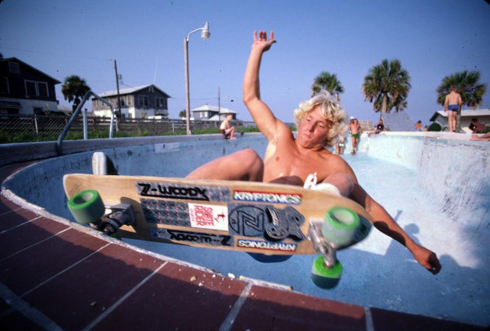 Jacksonville skateboarder Brad Santora is seconds from going airborne in this 1970s photo.