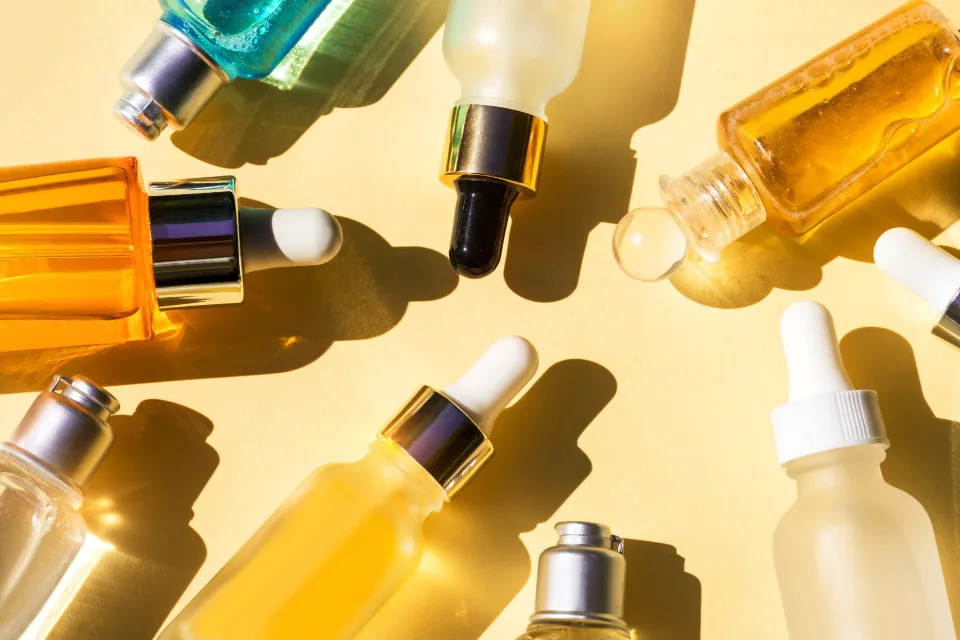 bottles of skincare serums