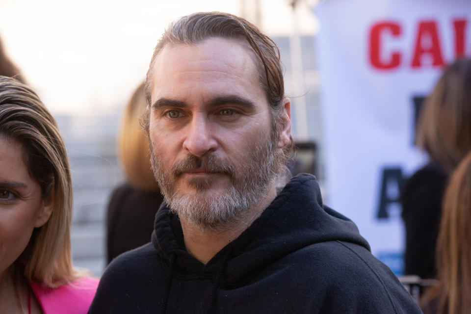 LOS ANGELES, CA - FEBRUARY 19:  Joaquin Phoenix attends Los Angeles City Councilman Paul Koretz announces introduction of The Circus Cruelty Prevention Act at Los Angeles City Hall on February 19, 2019 in Los Angeles, California.  (Photo by Gabriel Olsen/Getty Images)