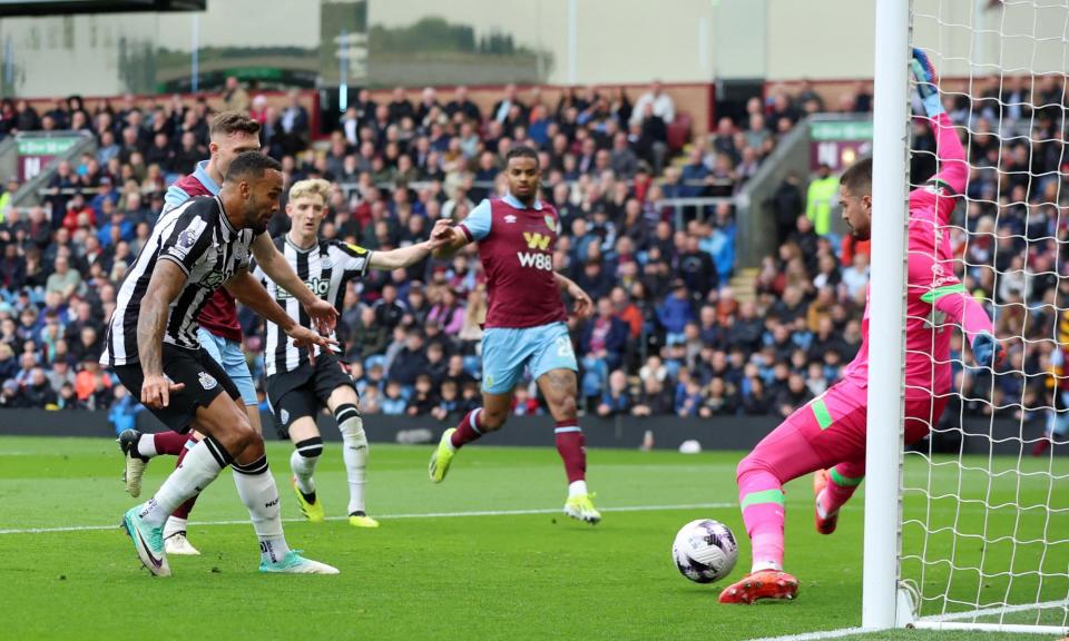 <span>Callum Wilson scores Newcastle’s first goal against Burnley.</span><span>Photograph: Phil Noble/Reuters</span>