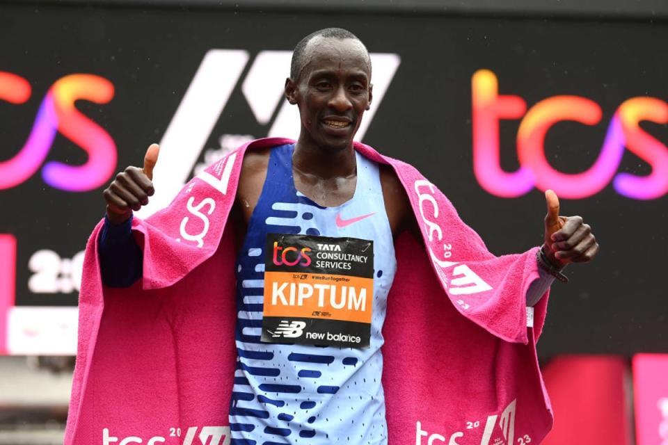 Kelvin Kiptum broke Kipchoge’s London record as well as the world best (Getty Images)
