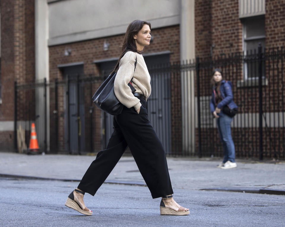 - New York, NY - 03/19/2024 - Katie Holmes enjoying the first day of Sprint, walking home from a theatre looking comfortable in pants and a tucked in sweater and Franco Sarto espadrilles.

-PICTURED: Katie Holmes
-PHOTO by: Michelle Farsi/startraksphoto.com
-MS11931
Editorial - Rights Managed Image - Please contact www.startraksphoto.com for licensing fee Startraks Photo
Startraks Photo
New York, NY 
For licensing please call 212-414-9464 or email sales@startraksphoto.com
Image may not be published in any way that is or might be deemed defamatory, libelous, pornographic, or obscene. Please consult our sales department for any clarification or question you may have
Startraks Photo reserves the right to pursue unauthorized users of this image. If you violate our intellectual property you may be liable for actual damages, loss of income, and profits you derive from the use of this image, and where appropriate, the cost of collection and/or statutory damages.