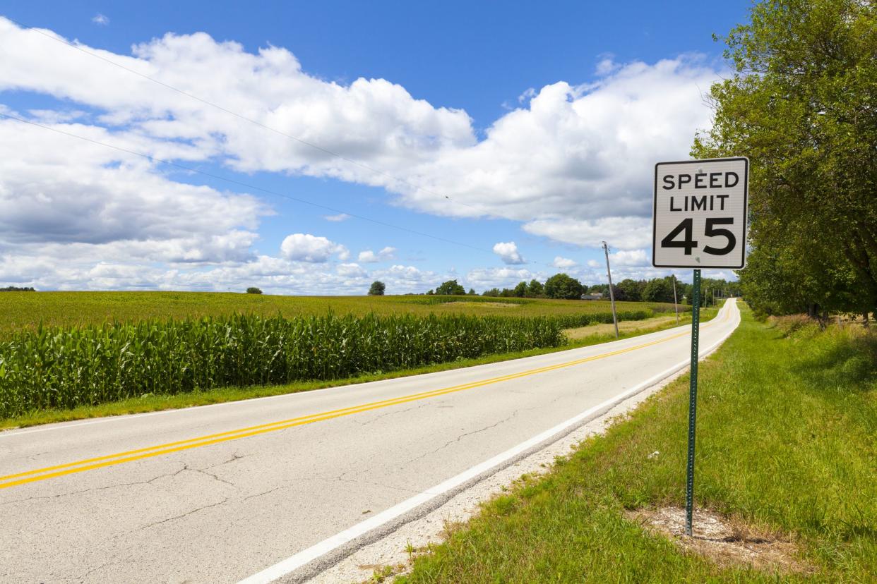 American Country Road Side View