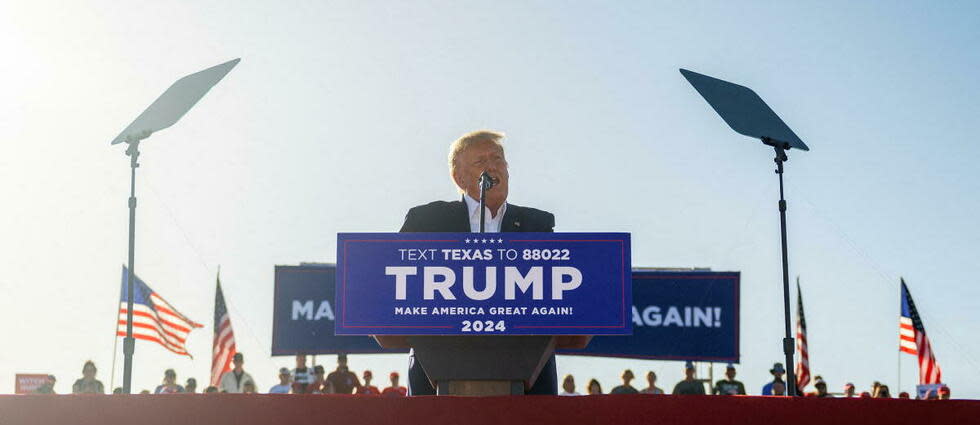 Donald Trump lors de son premier meeting de campagne en vue de 2024 samedi à Waco, au Texas.  - Credit:BRANDON BELL / GETTY IMAGES NORTH AMERICA / Getty Images via AFP