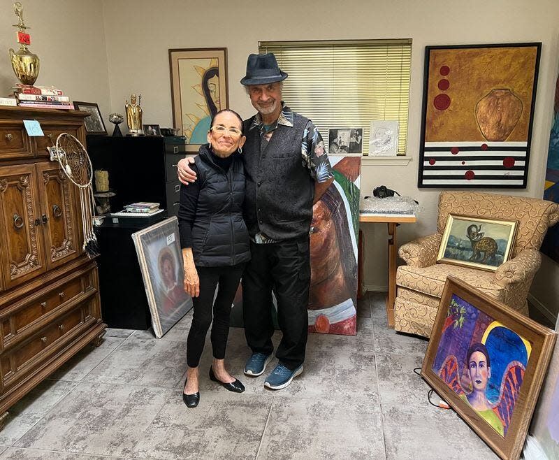 El Paso artists Carmen Navar and Hal Marcus are longtime friends who will be in an art exhibition at Marcus' art gallery on Feb. 24, 2024.