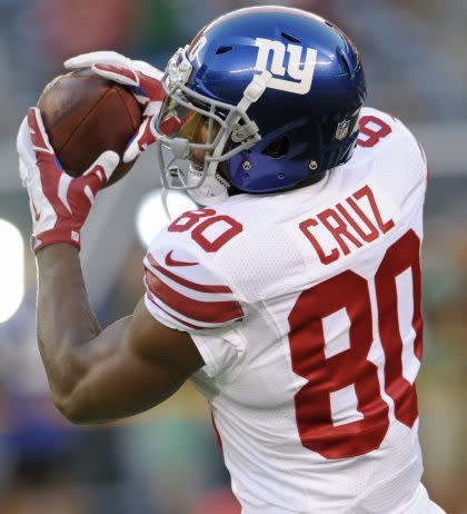 New York Giants wide receiver Victor Cruz played in his first NFL game in almost two years (AP).