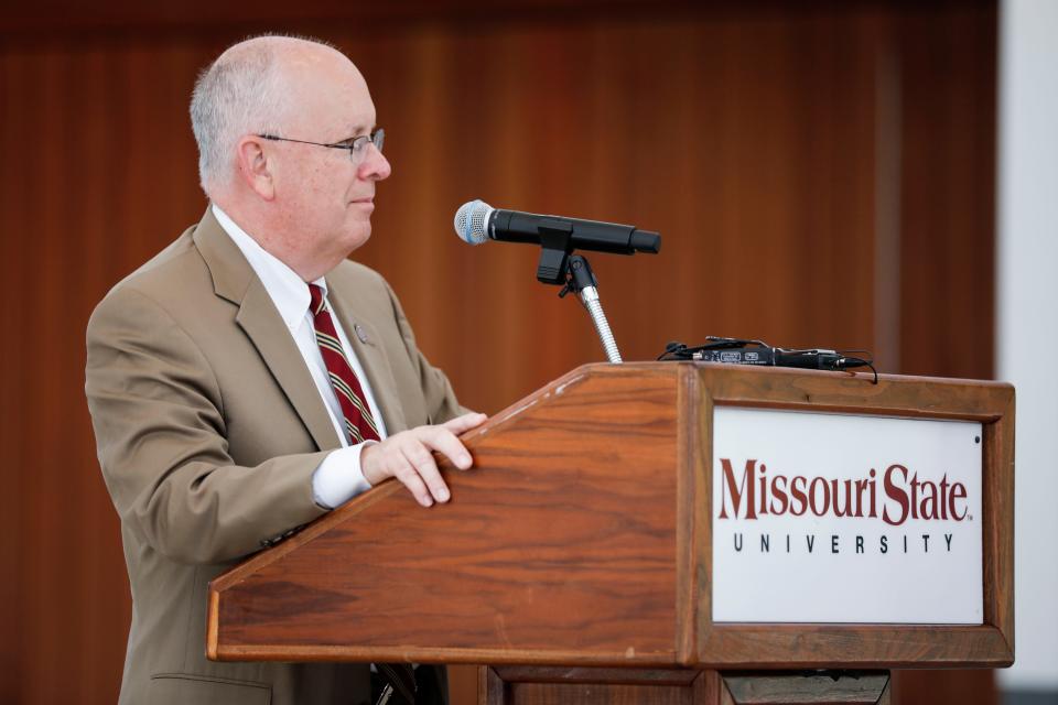 Missouri State University President Clif Smart speaks during the announcement of an eight-figure gift to the university on Friday, Aug. 18, 2023.