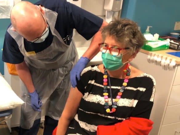 Prue Leith becomes one of first celebrities to receive Pfizer-BioNTech vaccine (Prue Leith/Twitter)