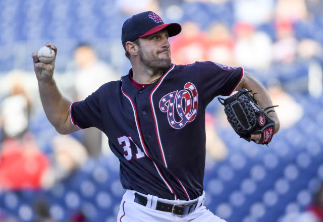 ESPN on X: Max Scherzer broke his nose after taking a ball off