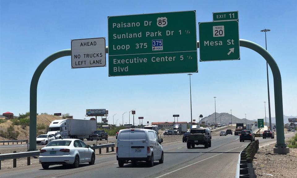 The Interstate 10 West exit at North Mesa Street, as seen in May 2022.