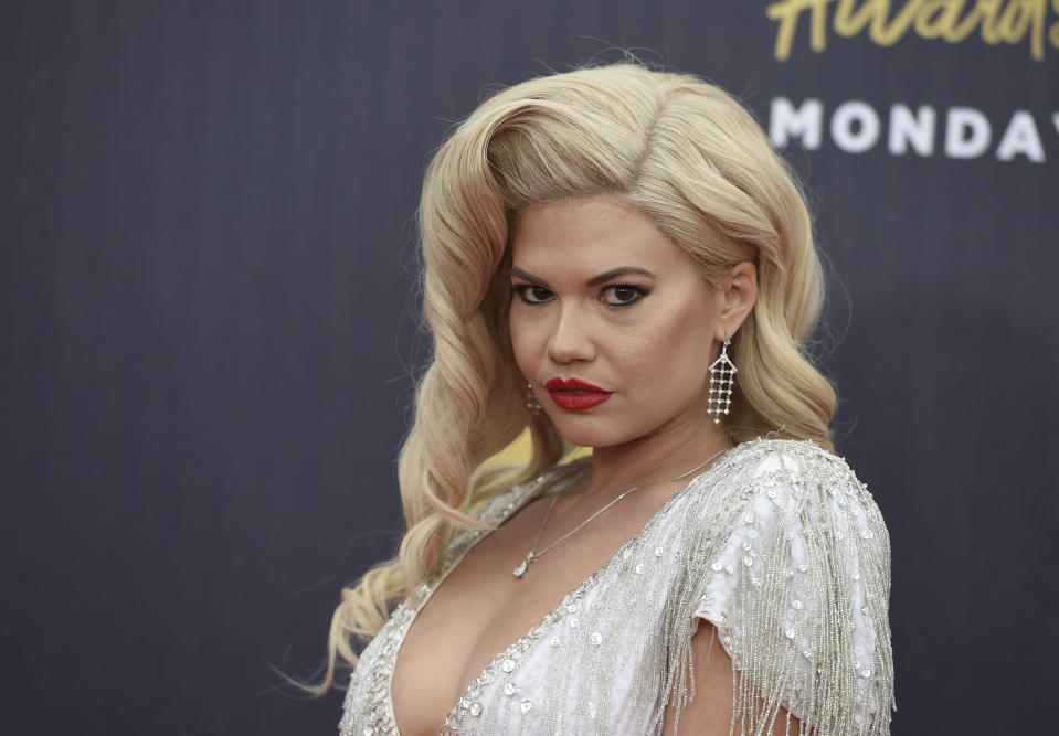 Chanel West Coast arrives at the MTV Movie and TV Awards at the Barker Hangar on Saturday, June 16, 2018, in Santa Monica, Calif. (Photo by Jordan Strauss/Invision/AP)