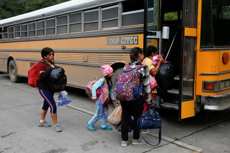 FILE PHOTO: Honduran migrants are sent back by Guatemalan authorities