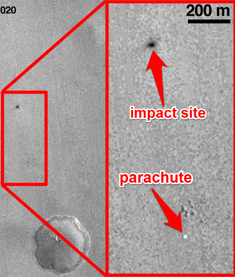 schiaparelli mars lander crater mro esa labeled