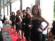 The contestants take their places on the red carpet for the final catwalk of the day. (Yahoo! Singapore/ Deborah Choo)