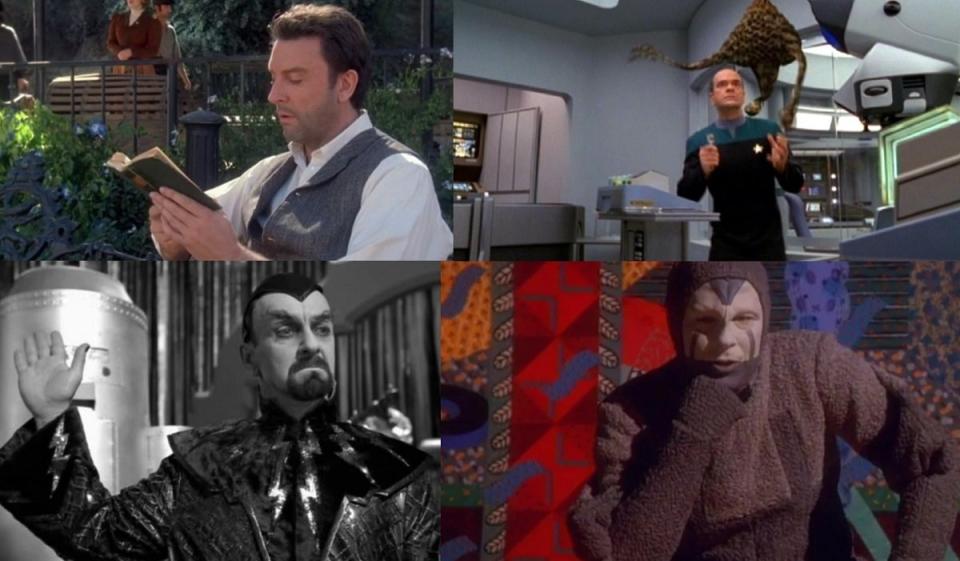 Star Trek Voyager's holodeck character Michael Sullivan (Fintan McKeown), the Doctor (Robert Picardo) fighting alien parasites, the pulp villain Dr. Chaotica (Martin Rayner) and the evil clown from "The Thaw" (Michael McKean).  