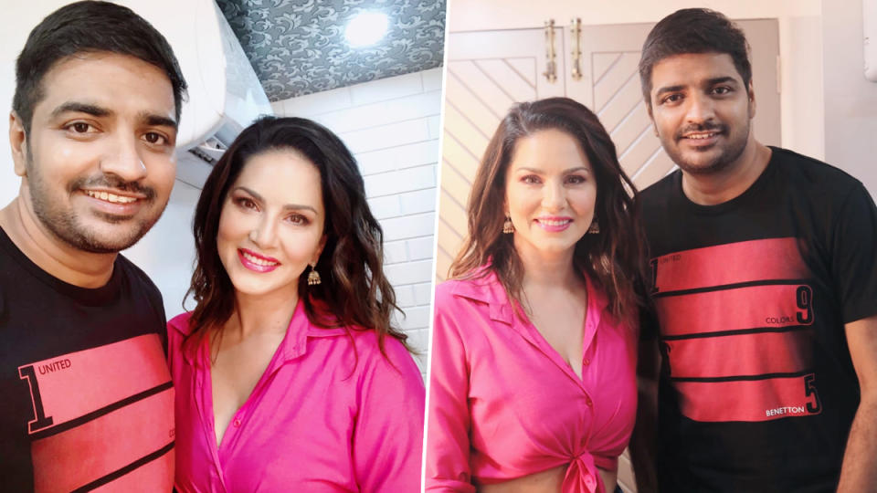 960px x 540px - Oh My Ghost: Sunny Leone Poses With Co-Star Sathish On The Sets Of Their  Upcoming Tamil Film (View Pics)