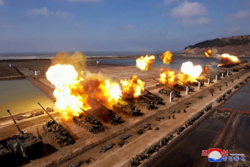 North Korea conducted an artillery firing drill, state media reported Friday, including units that have the range to reach the South Korean capital of Seoul. Photo by KCNA/EPA-EFE
