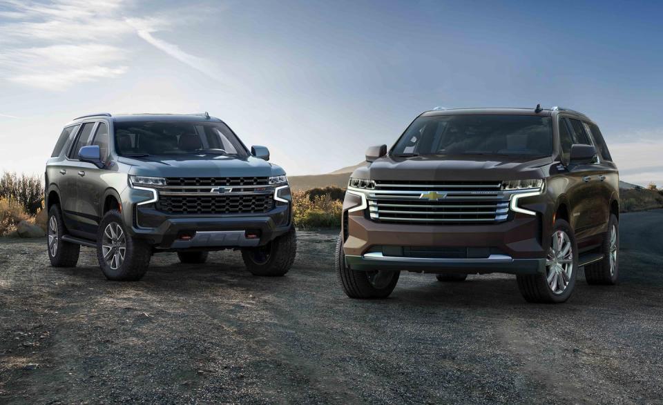 <p>Based on the same frame on the new <a href="https://www.caranddriver.com/chevrolet/silverado-1500" rel="nofollow noopener" target="_blank" data-ylk="slk:Chevrolet Silverado;elm:context_link;itc:0;sec:content-canvas" class="link ">Chevrolet Silverado</a>, the <a href="https://www.caranddriver.com/chevrolet/tahoe" rel="nofollow noopener" target="_blank" data-ylk="slk:Chevy Tahoe;elm:context_link;itc:0;sec:content-canvas" class="link ">Chevy Tahoe</a> and <a href="https://www.caranddriver.com/chevrolet/suburban" rel="nofollow noopener" target="_blank" data-ylk="slk:Suburban;elm:context_link;itc:0;sec:content-canvas" class="link ">Suburban</a> are as tough as they come, boasting nearly 10 inches of maximum ground clearance with air springs and more than 122 cubic feet of cargo space. No wonder they outsold all other full-size, body-on-frame SUVs combined in the United States last year. To help with ride quality and handling, the new family haulers from General Motors now employ the help from an independent rear suspension. The Tahoe and Suburban should be for sale in the middle of 2020 as the biggest SUVs Chevy has made yet.</p>