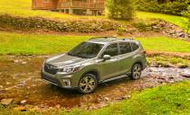 <p><a rel="nofollow noopener" href="https://www.caranddriver.com/subaru/forester" target="_blank" data-ylk="slk:The Forester is new for 2019;elm:context_link;itc:0;sec:content-canvas" class="link ">The Forester is new for 2019</a> but its legions of current owners will find it instantly familiar. Subaru has done little to mess with this winning formula, and the Forester again offers excellent visibility, a roomy interior, and capacious cargo hold. All-wheel drive again is standard, and Subaru now also throws in several active-safety features such as automatic emergency braking and lane-departure warning. We're a little disappointed that the manual transmission has been scrapped, as has the optional turbocharged engine. Instead, all Foresters now use a naturally aspirated boxer-four with a modest 182 horsepower, hitched to a continuously variable automatic transmission<em>.</em></p>