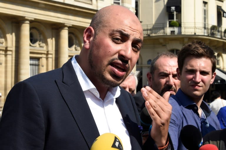 The director of the Collective Against Islamophobia in France, Marwan Muhammad, speaks to journalists on August 26, 2016 in Paris, after France's highest administrative court suspended a ban on the burkini swimsuit brought by local authorities